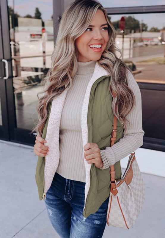 Women's Reversible Quilted Fleece Vest