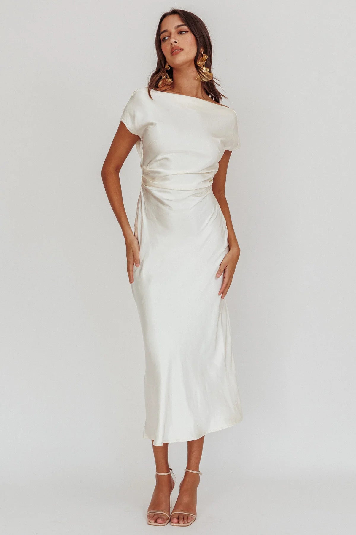 Women's Backless Maxi Dress with Cowl Neckline