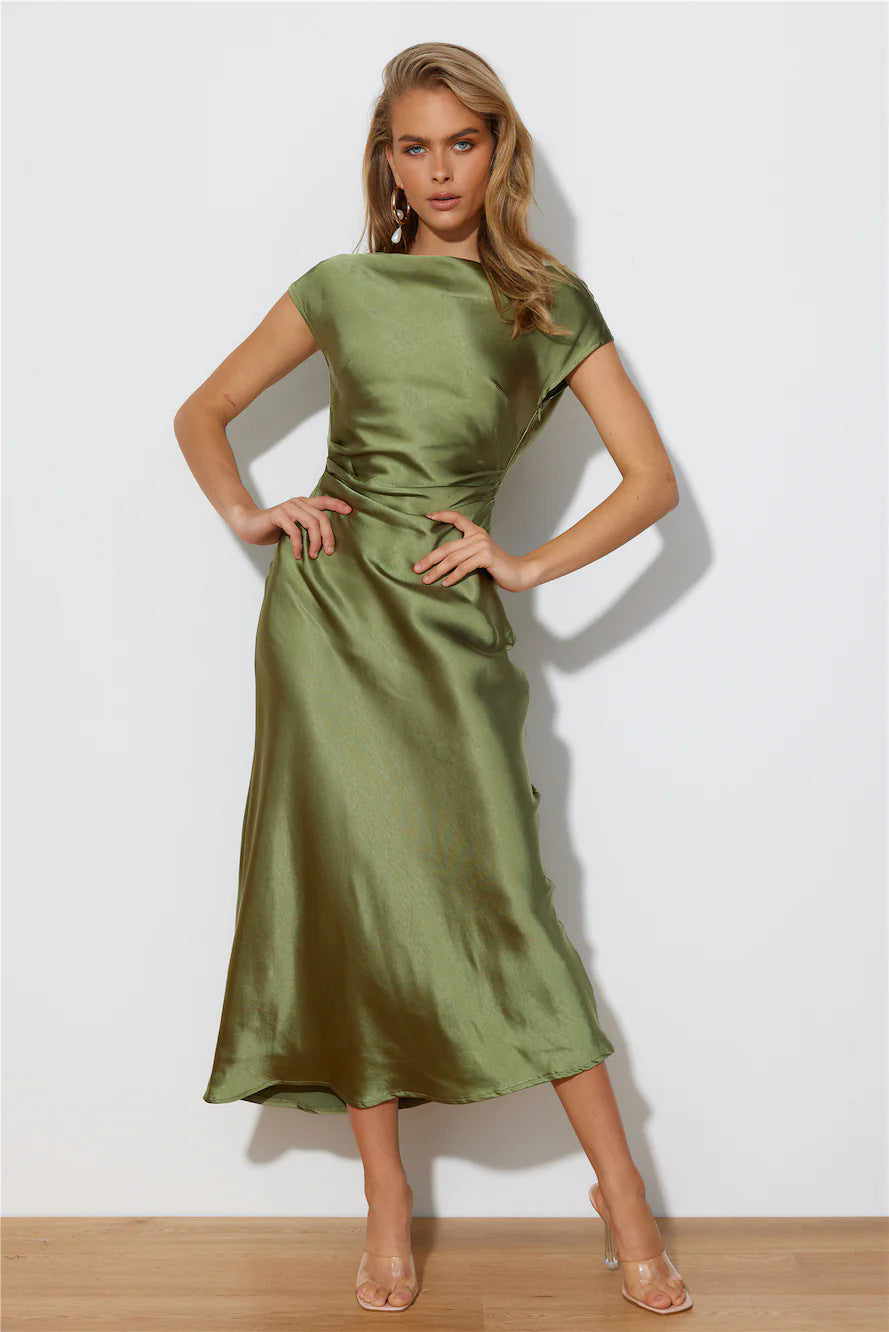 Women's Backless Maxi Dress with Cowl Neckline