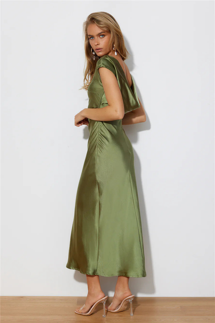 Women's Backless Maxi Dress with Cowl Neckline