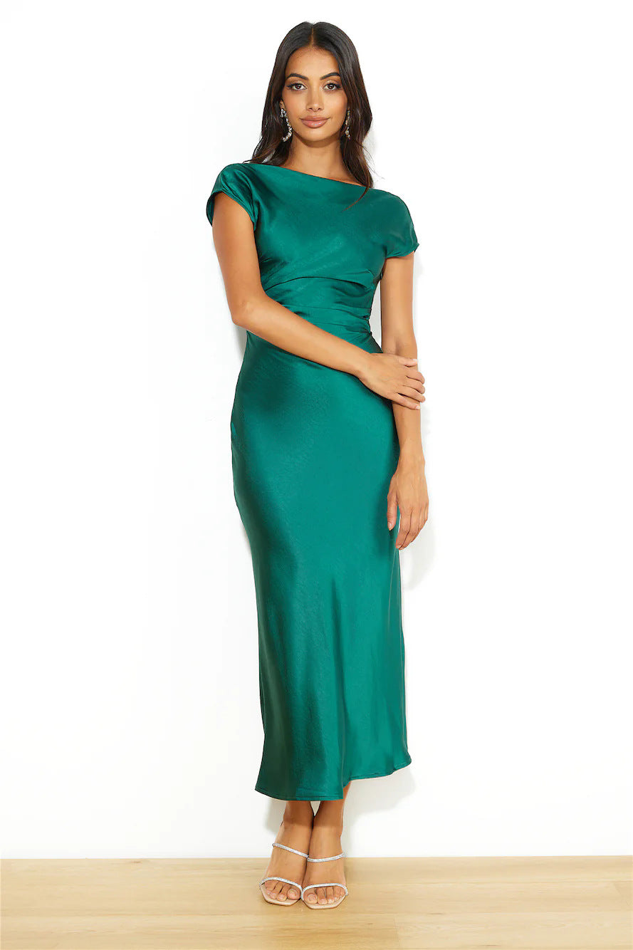 Women's Backless Maxi Dress with Cowl Neckline