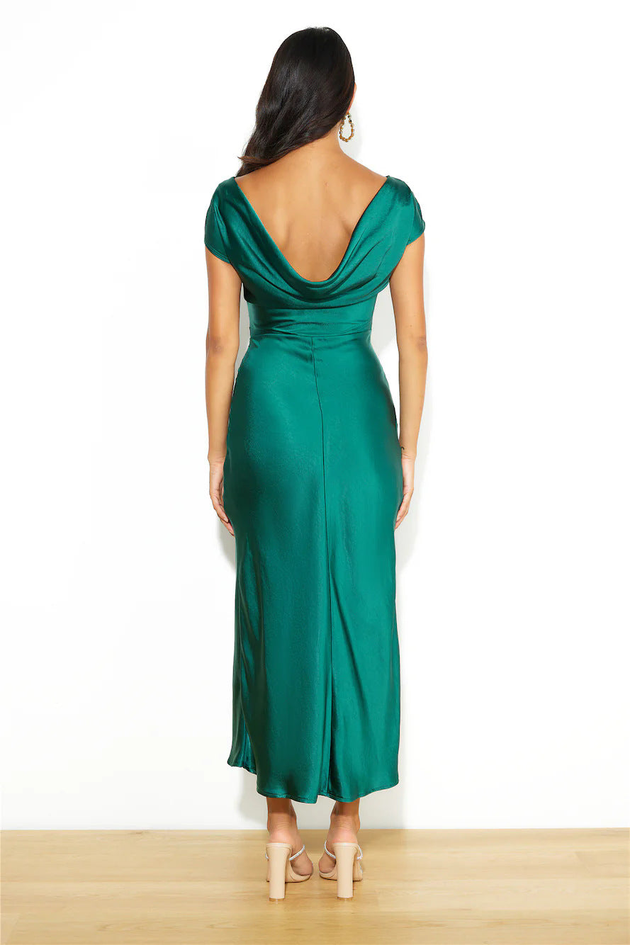 Women's Backless Maxi Dress with Cowl Neckline