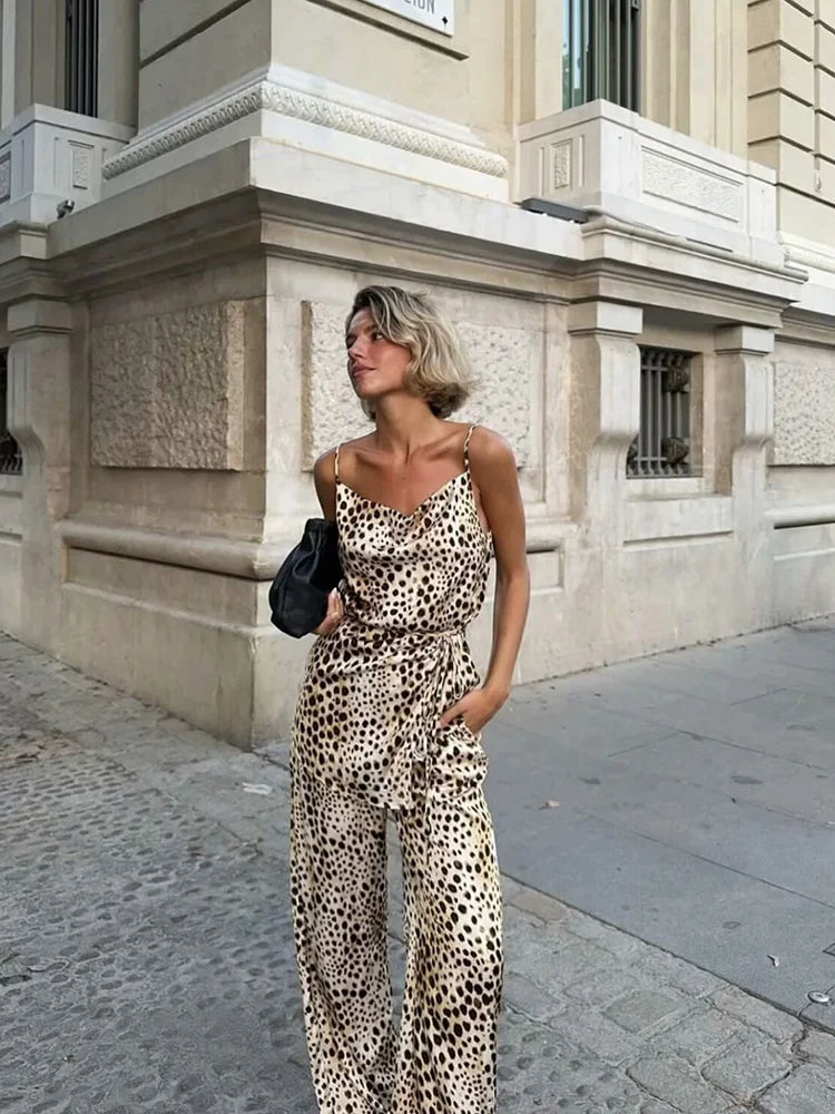 Women's Leopard Print Two-Piece Set