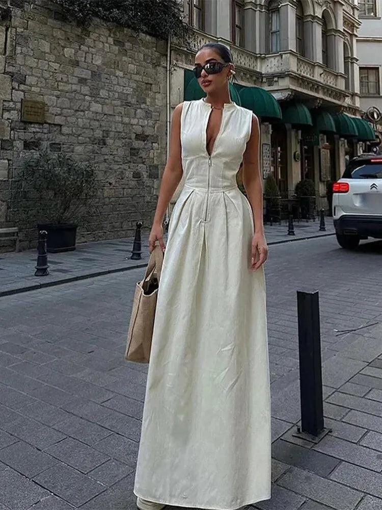 Women's Sleeveless High Waist Maxi Dress