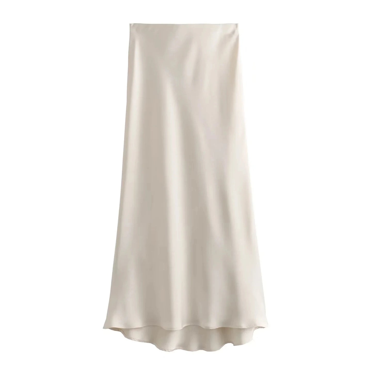 Women's Satin High-Waist Midi Skirt