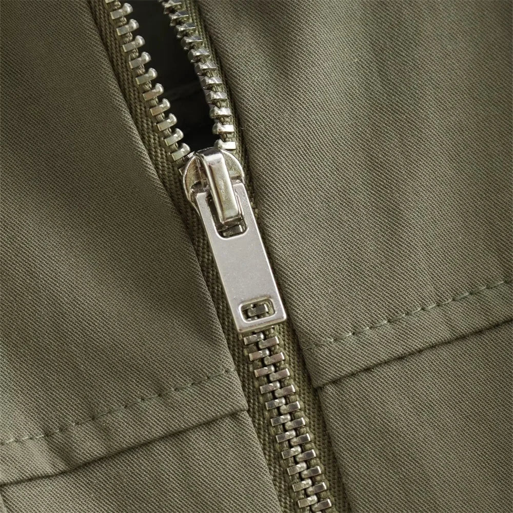 Women's Cropped Utility Lightweight Zip-Up Shirt