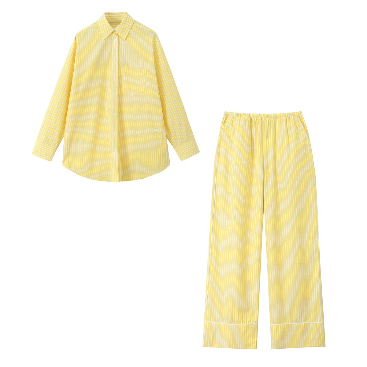 Women's Yellow Striped Pants Set