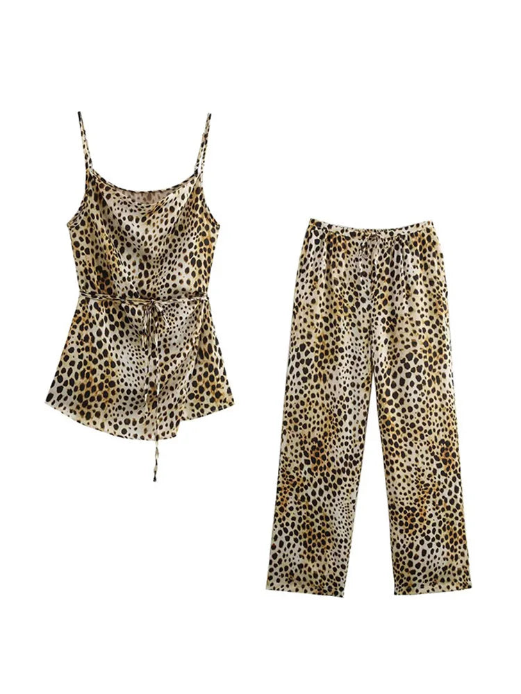 Women's Leopard Print Two-Piece Set