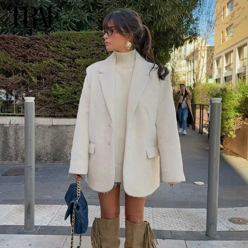 Women's Faux Fur Longline Blazer
