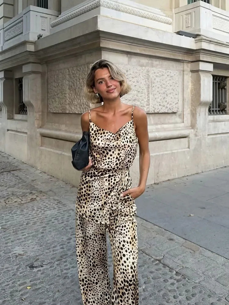 Women's Leopard Print Two-Piece Set