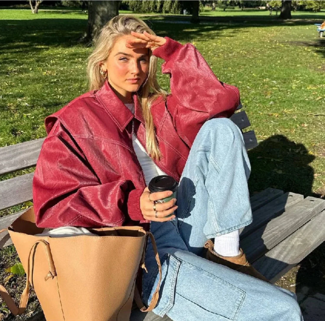 Women's Oversized Faux Leather Jacket