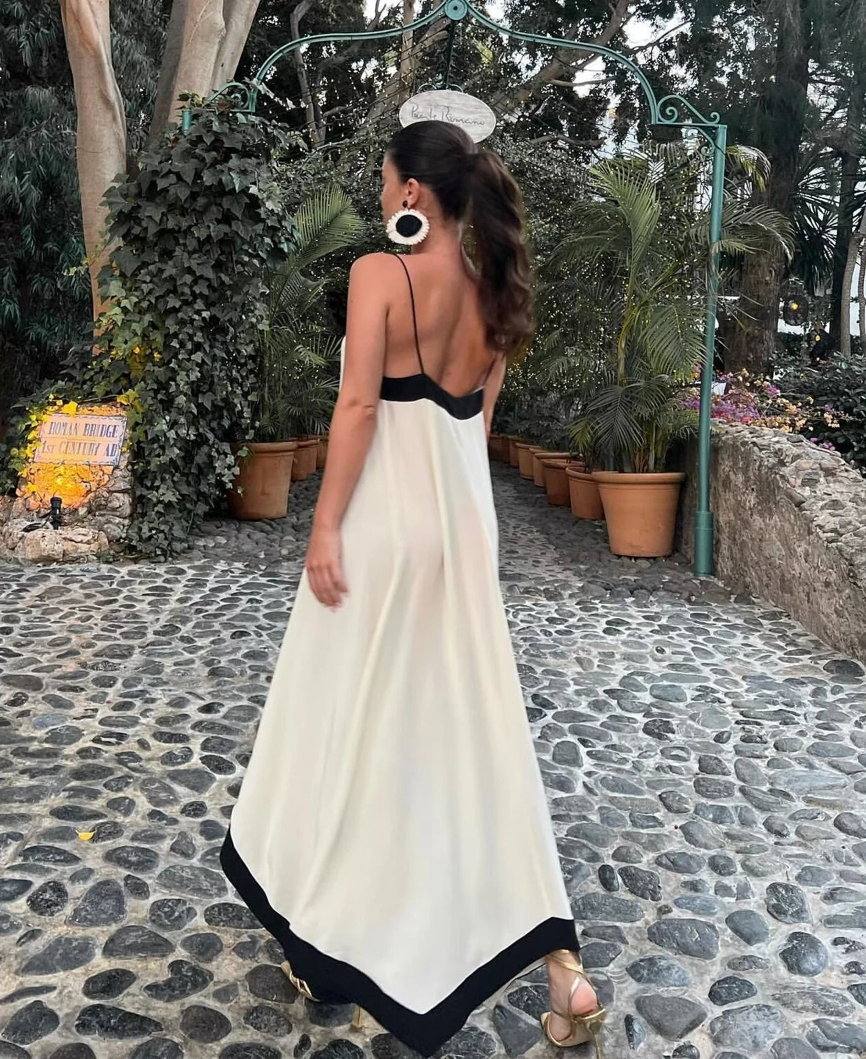 Women's Loose Patchwork Sleeveless V-Neck A-Line Maxi Dress