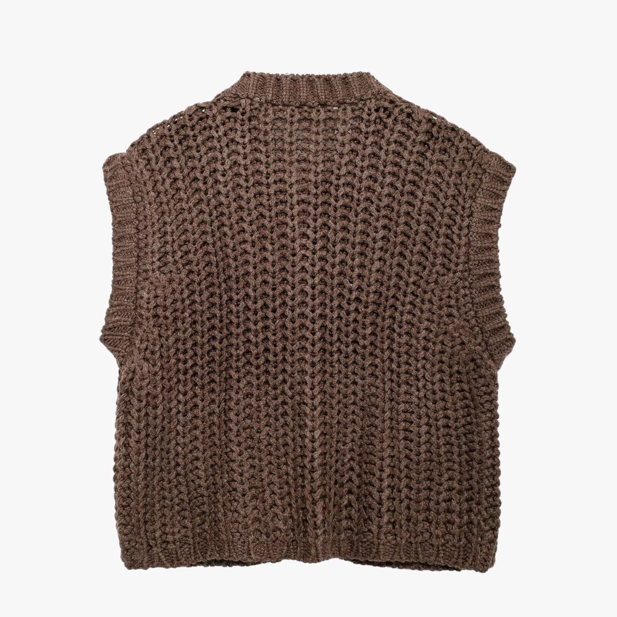 Women's Sleeveless Knit Vest with Gold Buttons