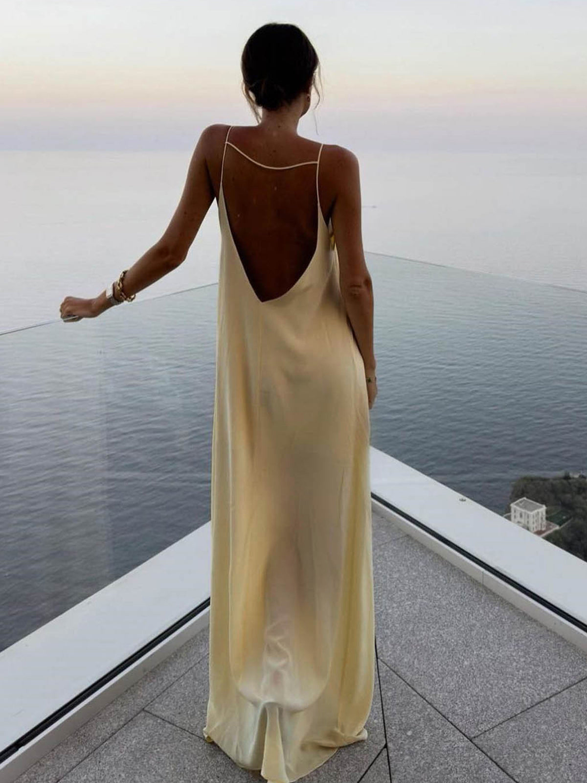 Women's Backless Long Maxi Dress with Open Back