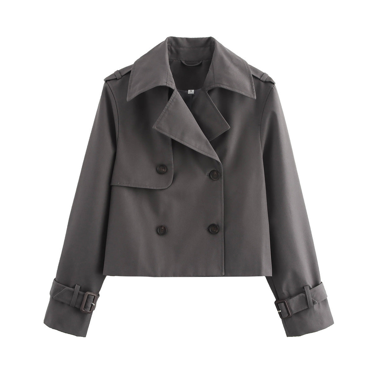 Women's Cropped Trench Coat with Belted Cuffs