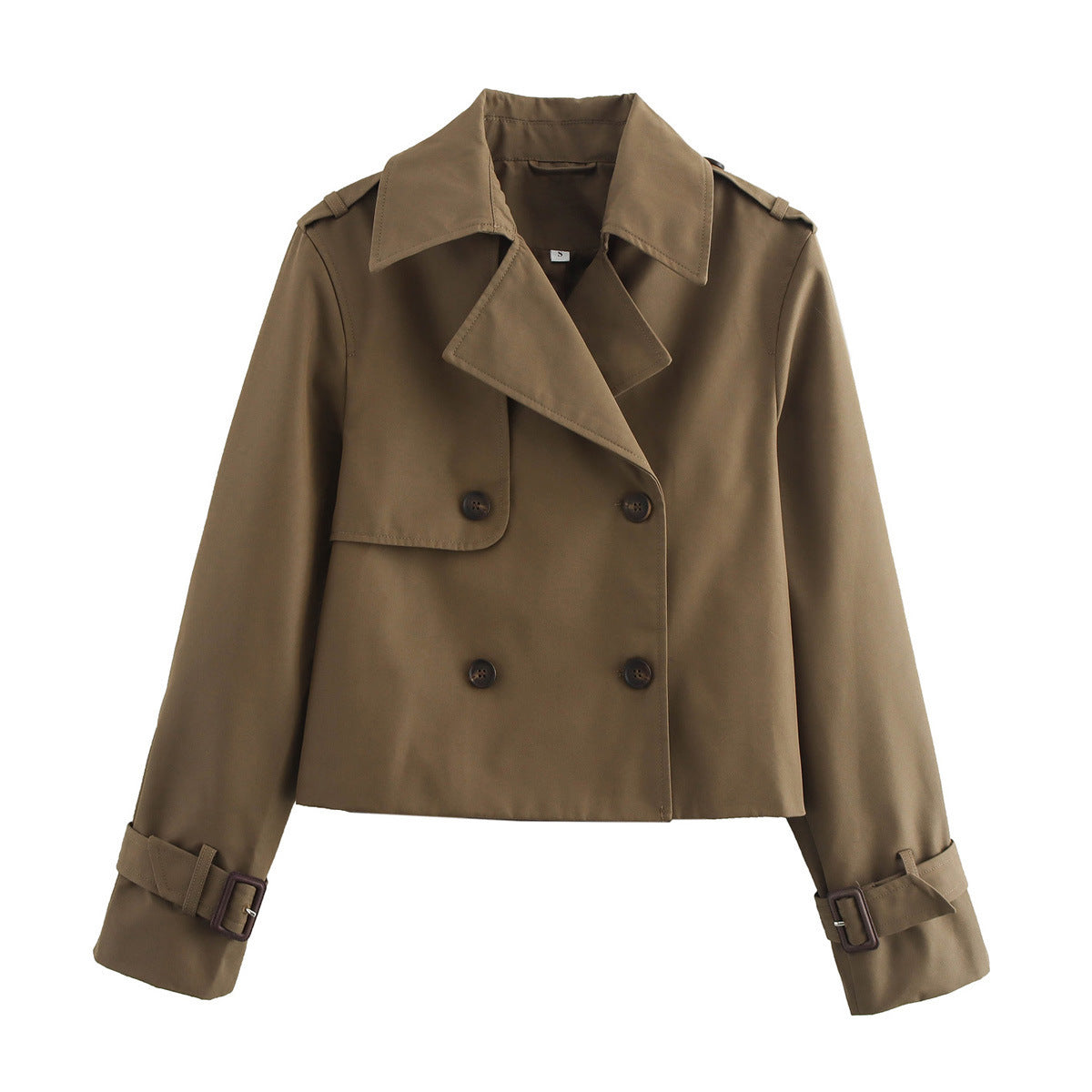 Women's Cropped Trench Coat with Belted Cuffs