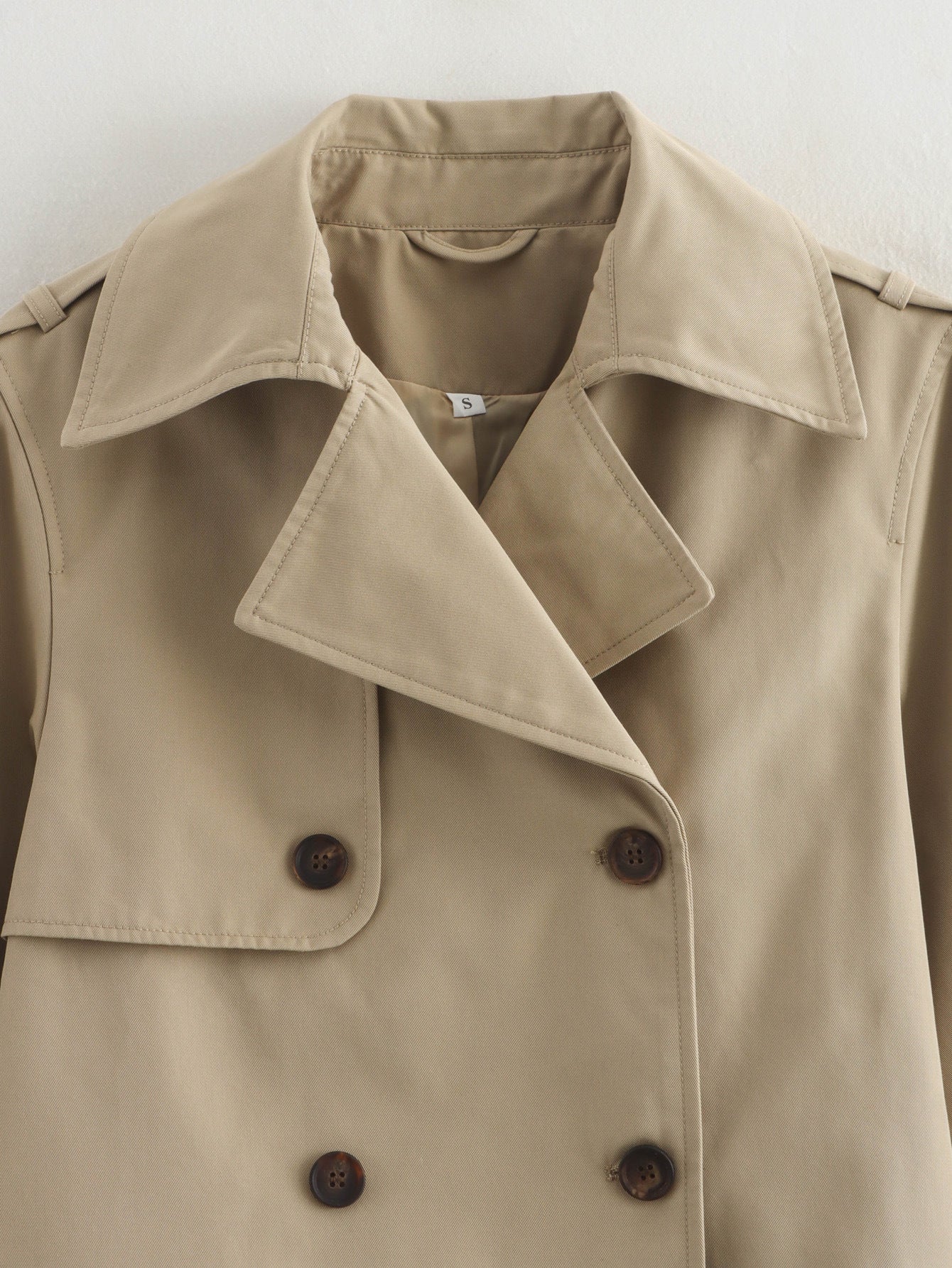 Women's Cropped Trench Coat with Belted Cuffs