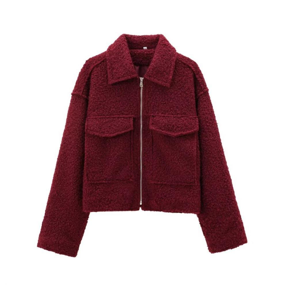 Women's Cropped Tweed Jacket with Zip