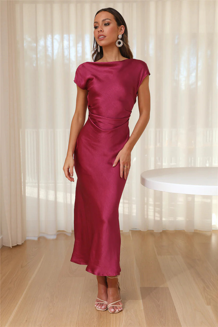 Women's Backless Maxi Dress with Cowl Neckline