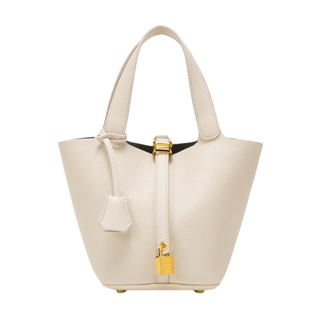 Women's Mini Bucket Tote Bag with Lock Detail