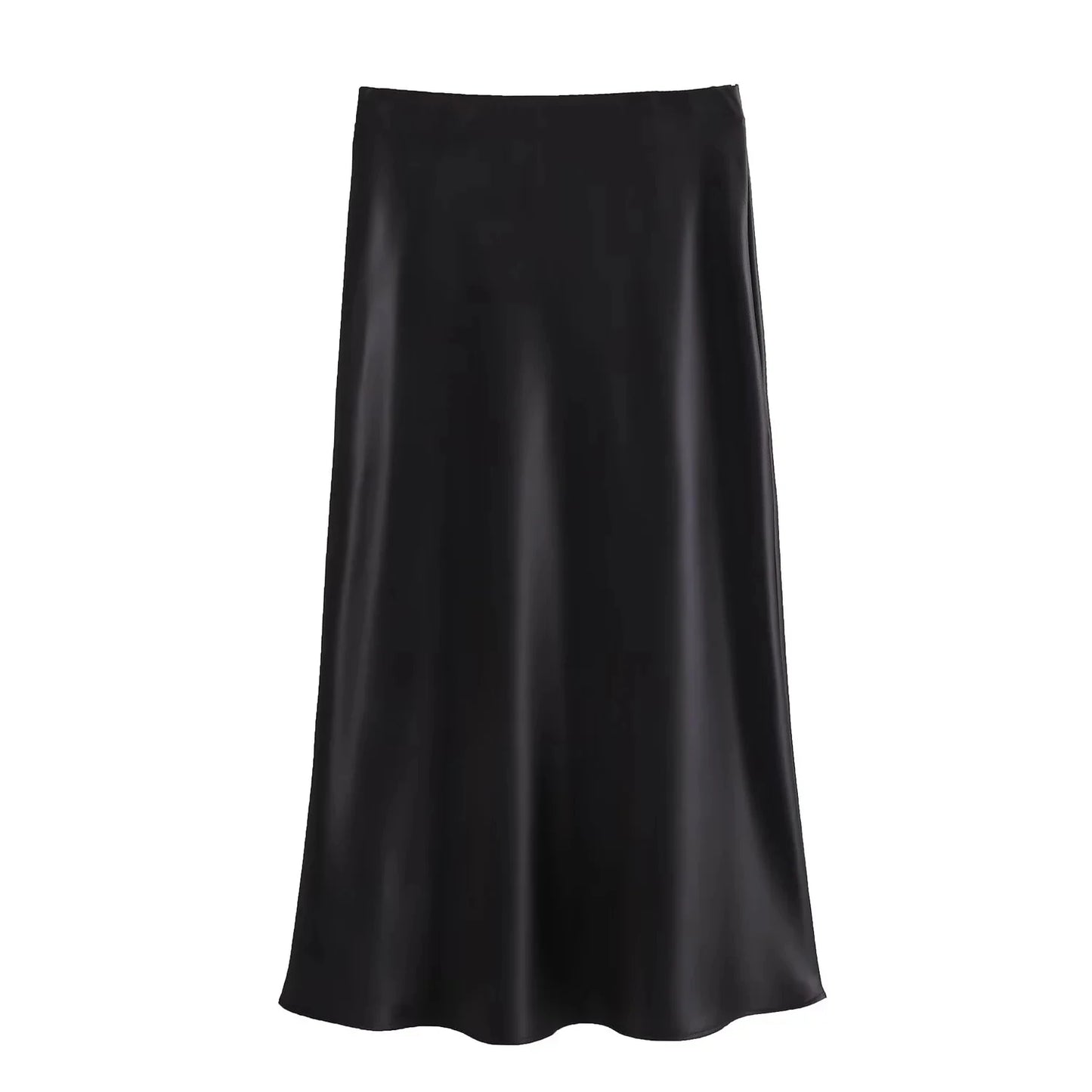 Women's Satin High-Waist Midi Skirt