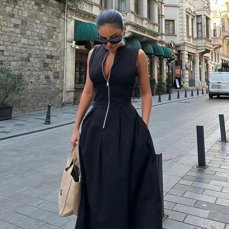 Women's Sleeveless High Waist Maxi Dress