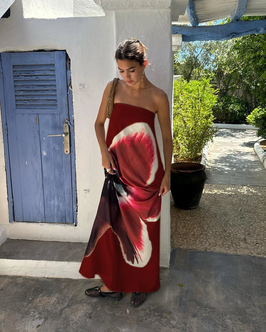 Women's Strapless Floral Maxi Dress