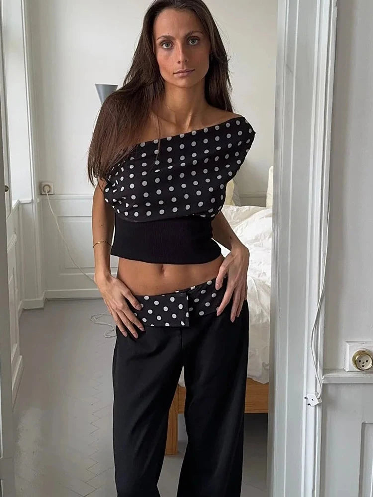 Women's Polka Dot Cowl Neck Backless Top