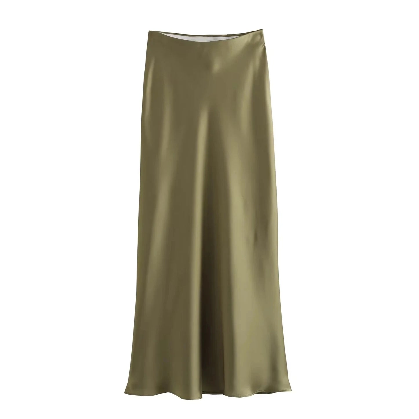 Women's Satin High-Waist Midi Skirt