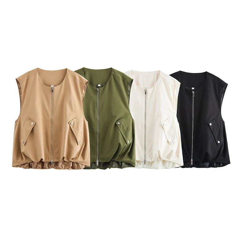 Women's Casual Zip-Up Sleeveless Vest