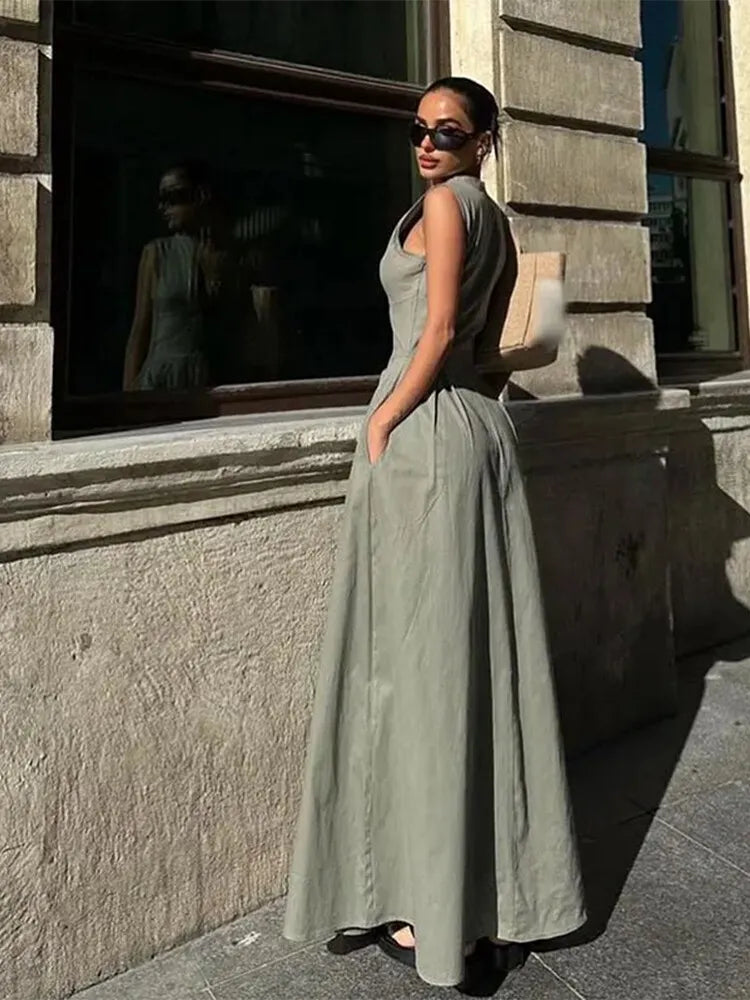 Women's Sleeveless High Waist Maxi Dress