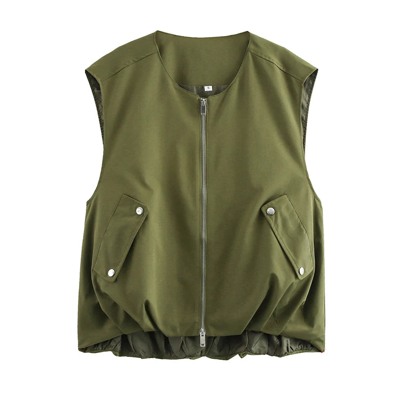Women's Casual Zip-Up Sleeveless Vest