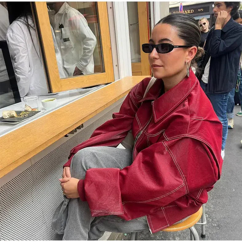 Women's Oversized Faux Leather Jacket