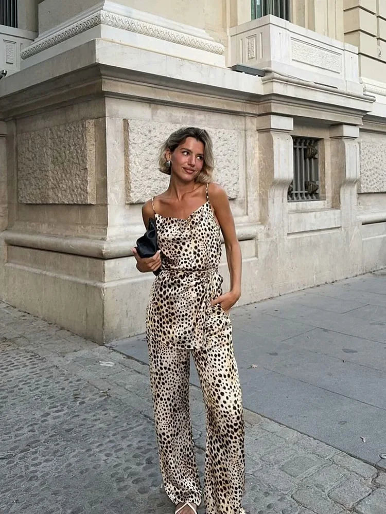 Women's Leopard Print Two-Piece Set