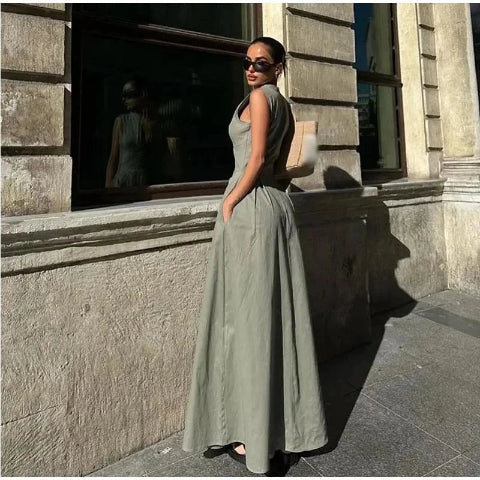 Women's Sleeveless High Waist Maxi Dress