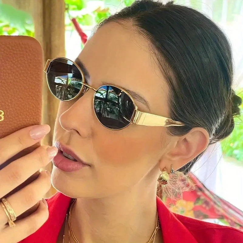 Women's Oval Metal Frame Sunglasses