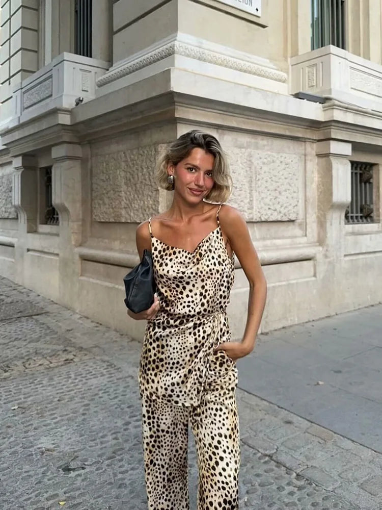 Women's Leopard Print Two-Piece Set