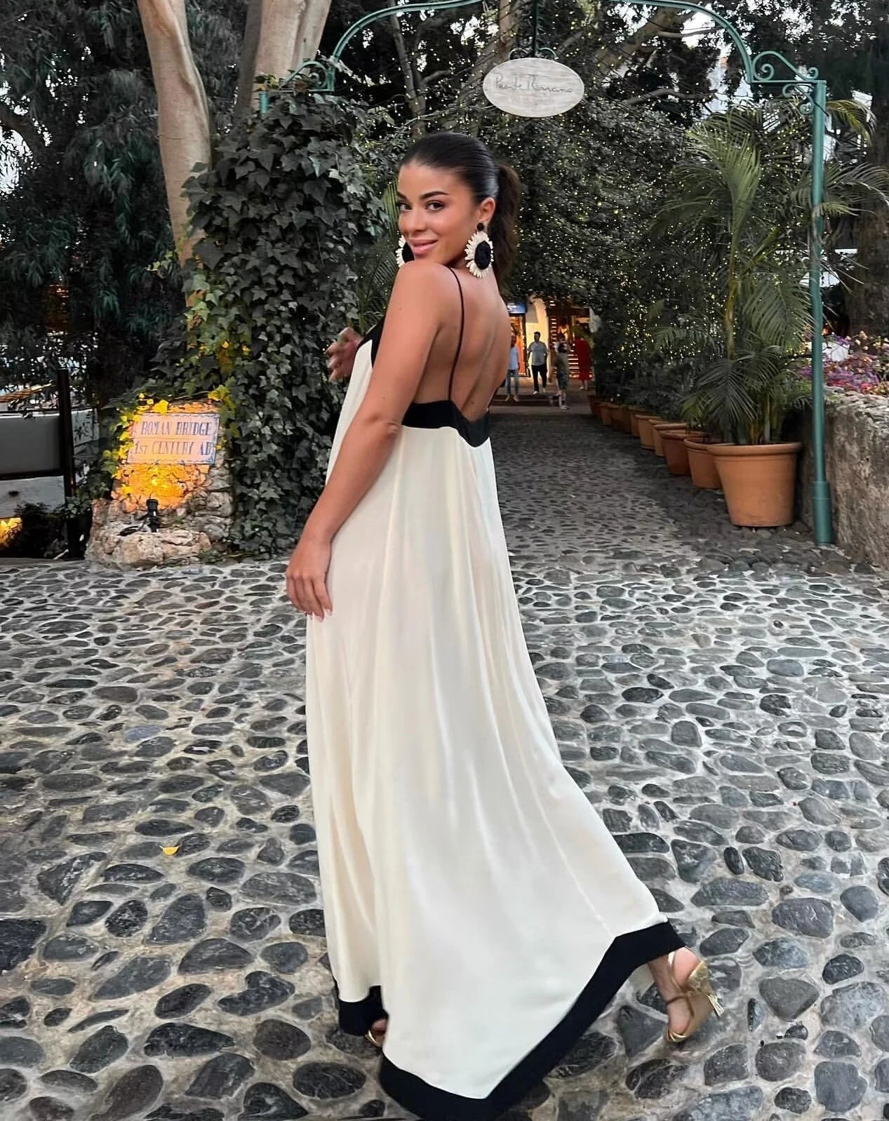 Women's Loose Patchwork Sleeveless V-Neck A-Line Maxi Dress