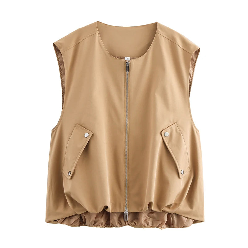 Women's Casual Zip-Up Sleeveless Vest