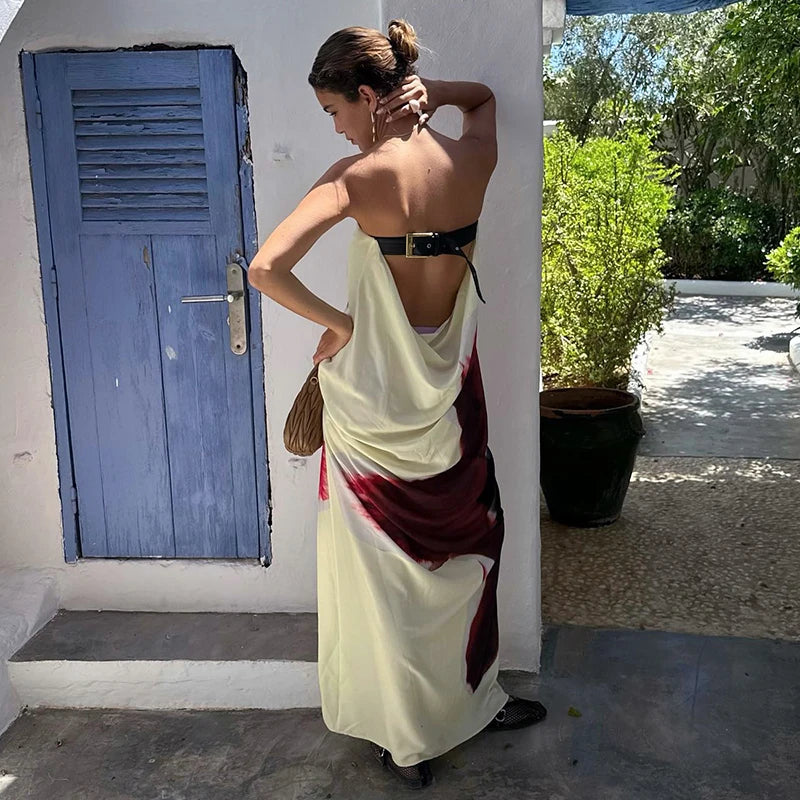 Women's Strapless Floral Maxi Dress