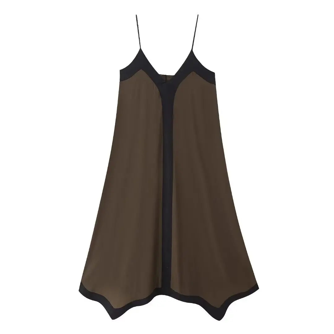 Women's Loose Patchwork Sleeveless V-Neck A-Line Maxi Dress