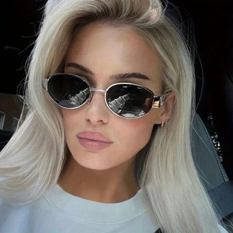 Women's Oval Metal Frame Sunglasses