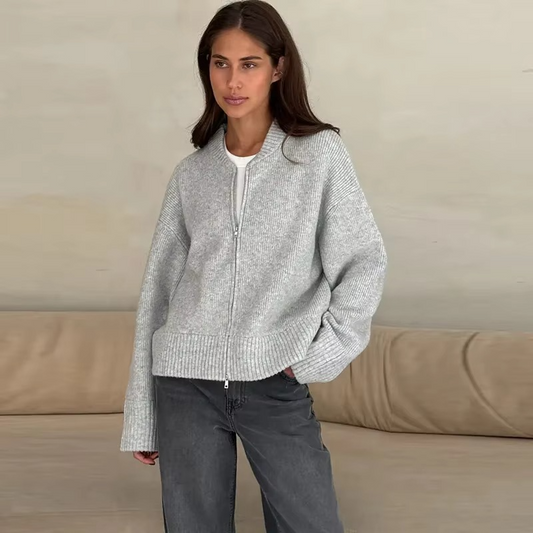 Women's Zipped Knit Cardigan for All Seasons