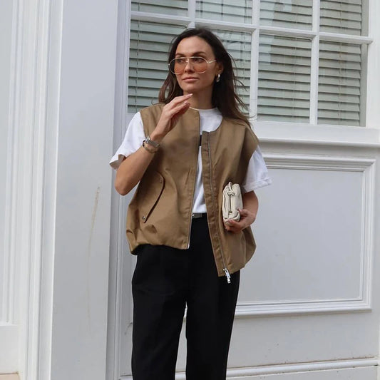 Women's Casual Zip-Up Sleeveless Vest