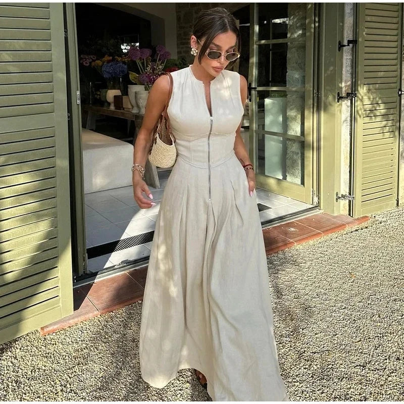 Women's Sleeveless High Waist Maxi Dress