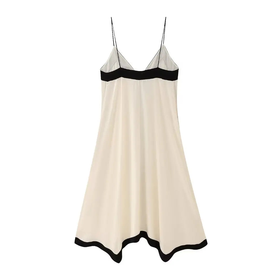Women's Loose Patchwork Sleeveless V-Neck A-Line Maxi Dress
