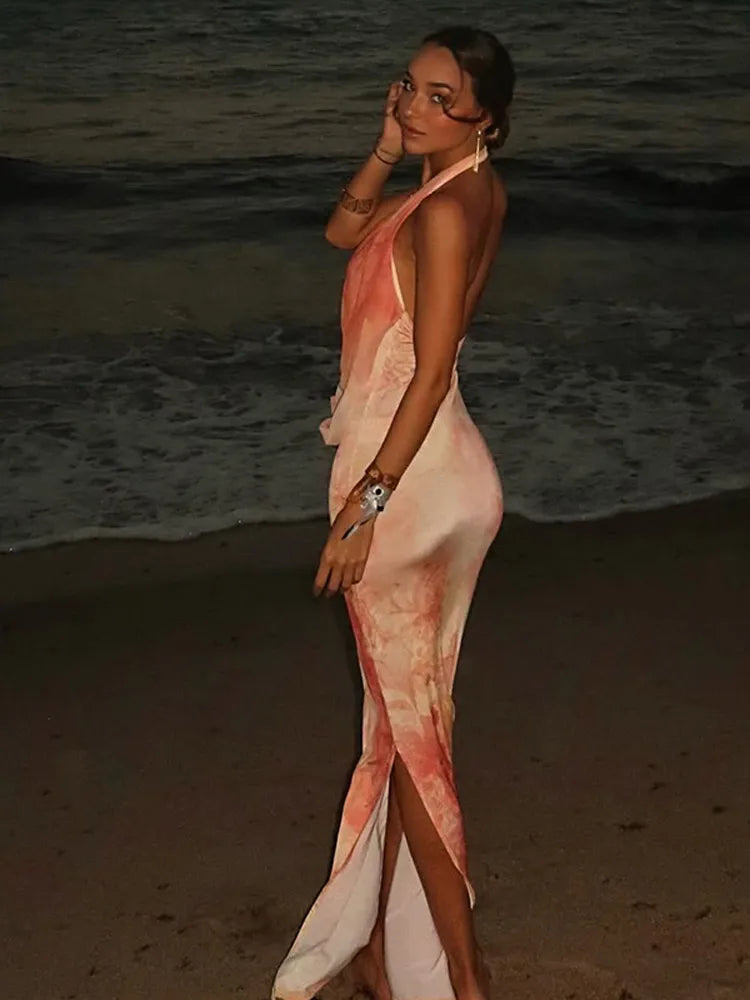 Women's Halter Backless Maxi Dress