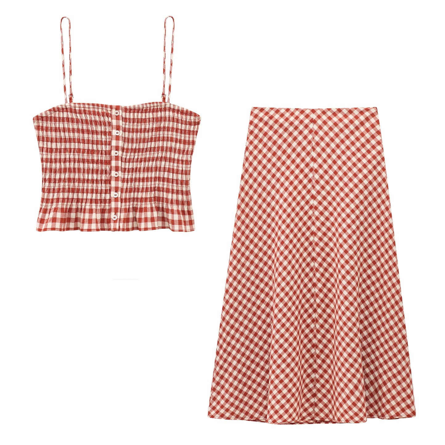 Women's Red Plaid Two-Piece Set