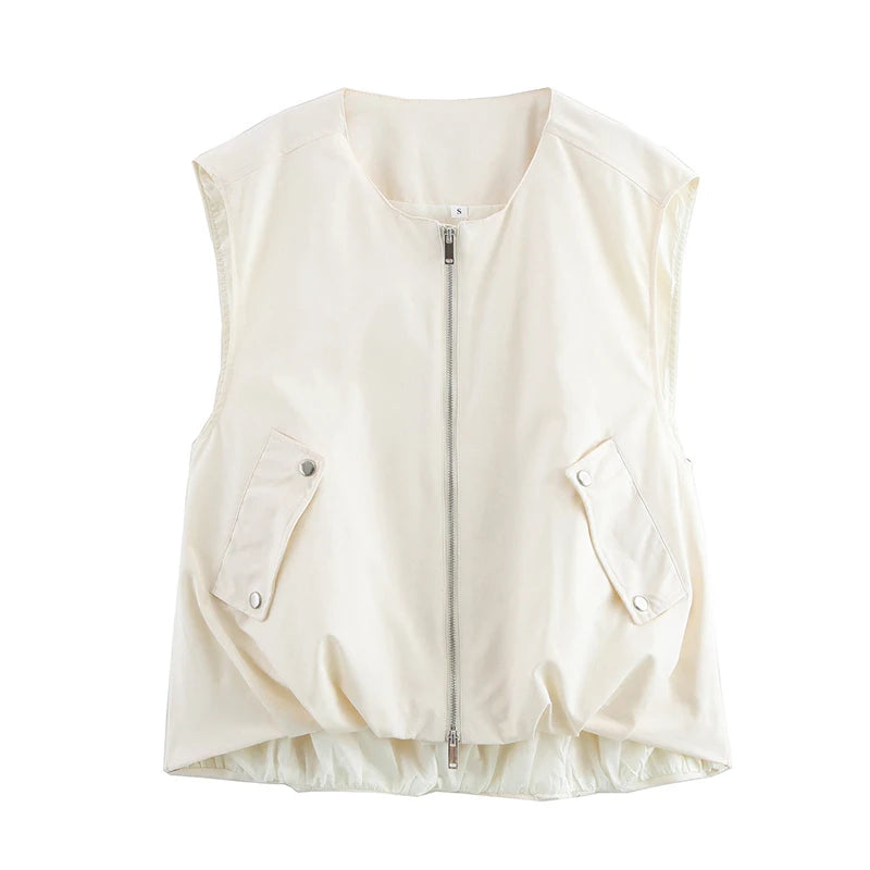 Women's Casual Zip-Up Sleeveless Vest