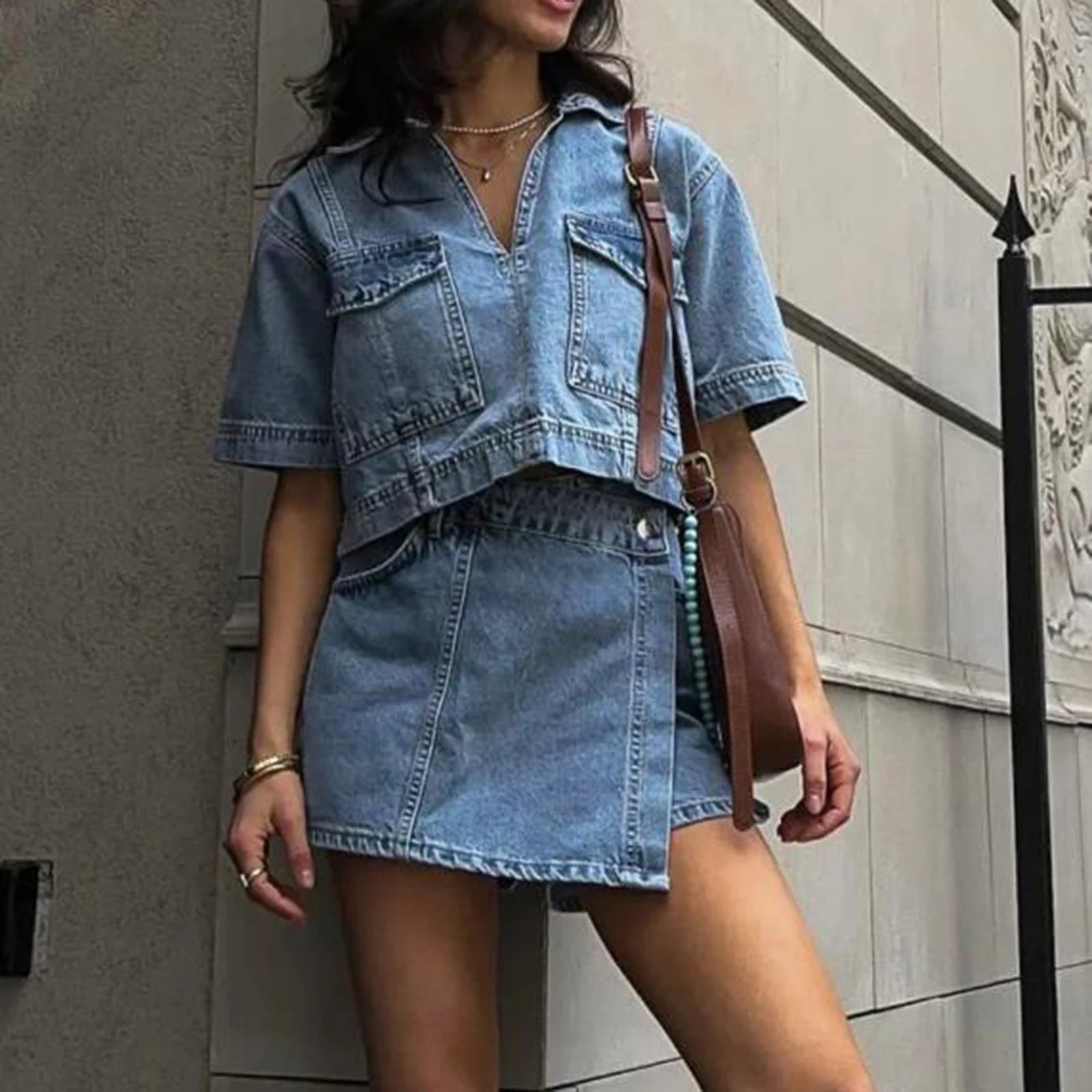 Women's Denim Two-Piece Set